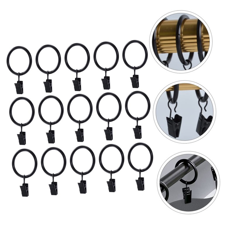 GRIRIW 40pcs Curtain Rings with Clips Drapery Rings for Easy