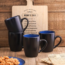 Stone Lain Albie Stoneware Dish Set, 4 Mugs, Blue and Black