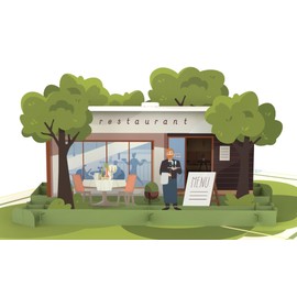 MOKIO® Pop Up Card - Restaurant - 3D Food Invitation Voucher for a Meal Invitation or a Restaurant Visit Greeting Card Birthday Card