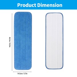 Gudotra 10 Packs Replacement Microfiber Cleaning Pads Spray Mop Heads Flat Mop Pads for Any Microfiber Flat Mop System 18 inch Reusable and Washable Blue