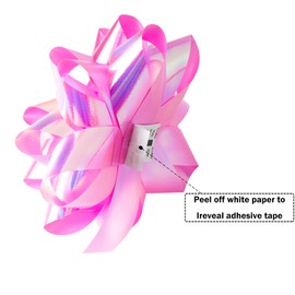 WRAPAHOLIC 14 Pcs Gift Bows Assortment - 12 Multi Colored Assorted Size Gift Bows (Purple, Pink, White, Rose Gold, Silver) and 2 Crimped Curling Ribbons, Perfect for Christmas, Holiday, Party