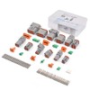 JRready ST6134 DT Deutsch Connector Kit 2 3 4 6 8 12 Pin Gray IP67 Waterproof Electrical Connectors Plug with 35 Pairs Barrel Style Solid Terminals Pin Sockets 14-20 AWG