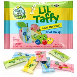 Heaven & Earth Sugar Free Lil Taffy Fruit Mix (Approx. 20 Count) | Dye Free Candy | Made with Natural Colors & Flavors, No High Fructose Corn Syrup, Gluten Free, Nothing Artificial, Goody Bag and Pinata Fillers, Kosher, Wonderfully Delicious!