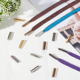 PandaHall Pack of 240 Shoelaces Tip Head, 4 Colours, 4 Holes, Metal Shoelaces, Repair Aglets, 23 mm, Shoelaces, Ball, Aglet Tips, Metal Ends, Replacement for Trainers, Canvas Hoodies, multicoloured