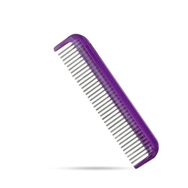 Hair Doctor Ladies 5" Comb with rotating stainless steel teeth to reduce hair loss and damage (Royal Purple)
