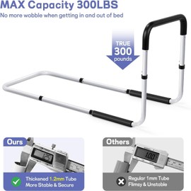 TABEKE Bed Rails for Elderly Adults, Adjustable Bed Assist Rails for Seniors, Portable Bed Support Bar Mobility Assistant with Foam Handle & Double Side Storage Bag Fits King, Queen, Full, Twin Bed