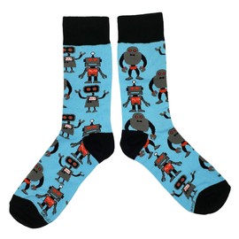 SockFly Robot Dress Socks Funny Novelty Crazy Fun Design Men Size 8-12 Cotton Casual Crew Colorful Funky Fancy Socks Gift for Men