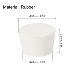 sourcing map 2Pcs Solid Rubber Stoppers, White 10# Tapered Lab Plugs Lab Seal Tube Stopper Plug for Industry and Laboratories, 52x43x32mm