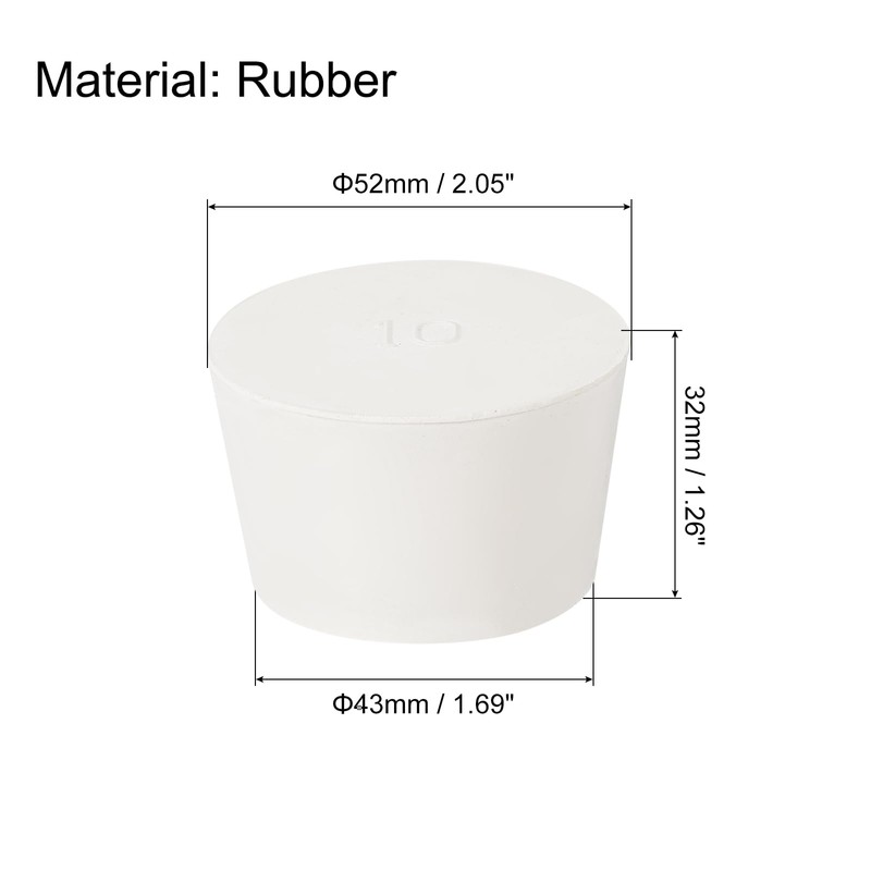 sourcing map 2Pcs Solid Rubber Stoppers, White 10# Tapered Lab