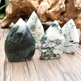 Wholesale Natural Moss Agate Crystal Wand Tower Teardrop Sphere High Quality Feng Shui Inspired Spiritual Quartz for HealingColor: Moss Agate Teardrop, Size: One Size