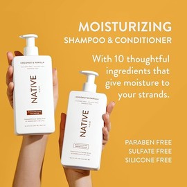 Native Coconut & Vanilla Shampoo and Conditioner Contain Naturally Derived Ingredients | All Hair Types, Color & Treated, Fine to Dry Damaged, Sulfate & Dye Free - 2-Pack