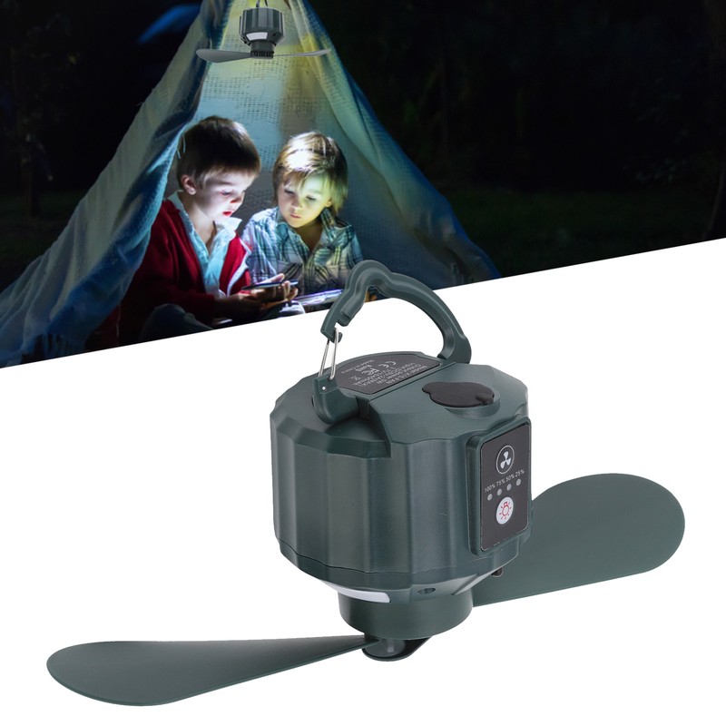 Portable Camping Fan LED 3 Speed Timing 10400mAh Waterproof USB