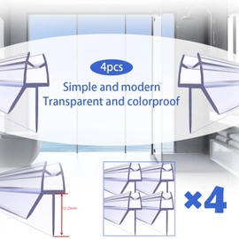 4PCS Shower Screen Seal Strip, Length 30CM/11.8", Fits 4-6 mm Glass Thickness Straight, Shower Door Seal Strip Perfect Shower Seal Strip - 4x300mm,Shower Glass Seal Strip