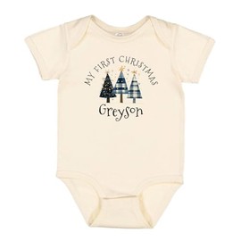 TATY Kids First Christmas Greyson Baby Infant One Piece Bodysuit 6 Months Natural