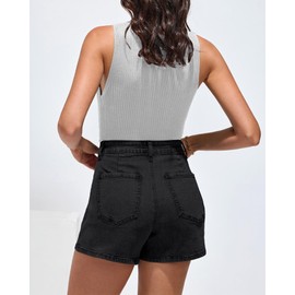 luvamia Denim Skirt Summer Skorts for Women Black Mini Skort Mini Skorts Skirts for Women Beach Outfits Washed Black Large Fits Size 12 Size 14