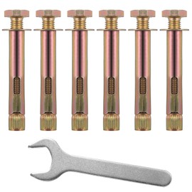 6 Pcs Expansion Screw Bolts, M10 x 12 x 80 mm Hex Bolt Sleeve Anchor Bolts, Heavy Duty Concrete Masonry Brick Wall Fixings Plugs Screws