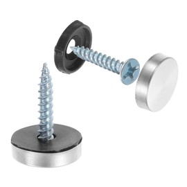 uxcell 12pcs Screw Covers Caps, 16mm Dia Stainless Steel Mirror Screws Decorative Cover Caps Nails Flat Gasket Mirror Screw Fasteners for Sign Advertising Hardware Construction, Silver