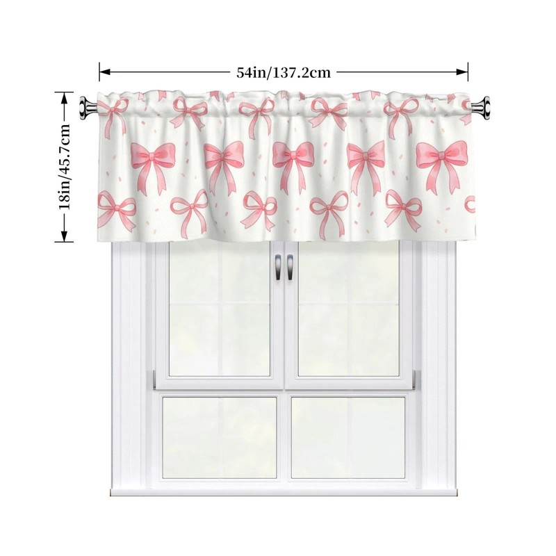 Vodbne Bow Valances, Rod Pocket Valance Curtains 52 x 18in,