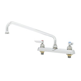 "T&S Brass B-1123 Workboard Faucet, Deck Mount, 8"" Centers, 12"" Swing Nozzle, Lever Handles", silver