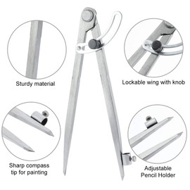 Thursday April Large Pencil Marking Compass Leather Compass Wing Leather Divider Rotating Tool Spacing Scratch Compass Maker Tearer Marking Wing Divider (200 mm)