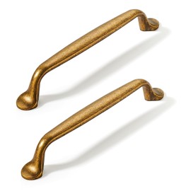 SYZOW 6 Pack Antique Brass zinc Alloy Cabinet pulls,Vintage Retro (96mm) Hole Center Cabinet Handles for Drawer,Cupboard, Wardrobe,Dresser (6, Bronze, Hole Center 96mm)