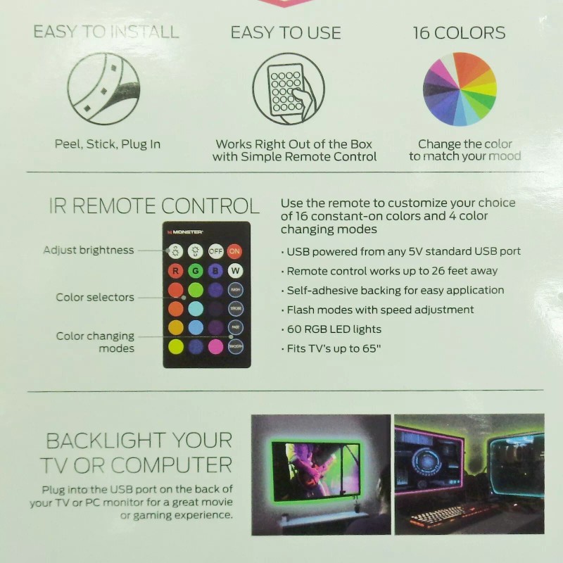 MONSTER Basics LED Light Strip To Backlight Your TV Or