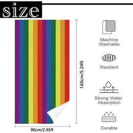 Large Quick Dry Microfibre Beach Bath Towel for Adult,160x90cm Rainbow Sand Free Beach Towel with Bag,Lightweight Gym Yoga Sports Swimming Towel,Compact Travel Summer Beach Towel for Women Men