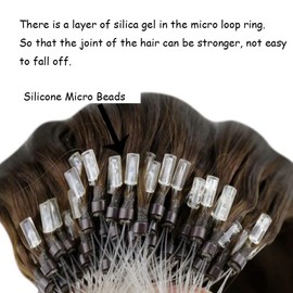 LaaVoo Brown Micro Ring Hair Extensions Human Hair Solid Color #4 Dark Brown Hair Extensions Real Human Hair Micro Beads Brown Hair Extensions Human Hair 50g/50s 16 Inch