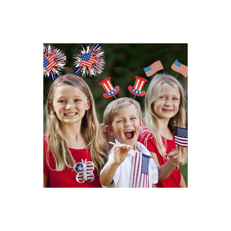 GiftExpress 4 Piece Patriotic Headbands - 4 Assorted Boppers USA,