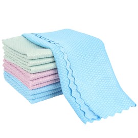10Pcs Fish Scale Cloth, 30 * 40cm Microfibre Cleaning Cloths, High Absorption Microfiber Polishing Cloth, Easy Clean Nanoscale Cloth Lint Free, No Trace Dish Cleaning Cloths for Windows Glass