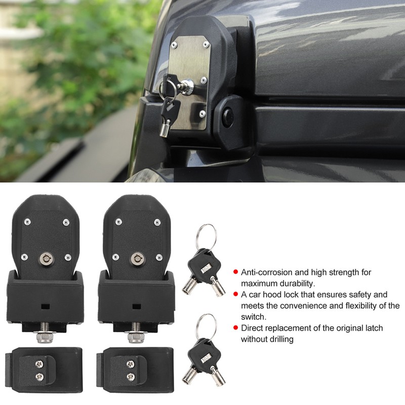 Car Hood Lock Latches Buckle Pins Catch with Key Fit
