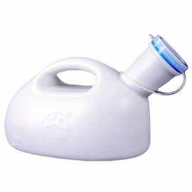 YUMSUM 2000ML Male Urinal Portable Mens Potty Pee Bottle Collector Travel Toliet (White -Snap on lid)