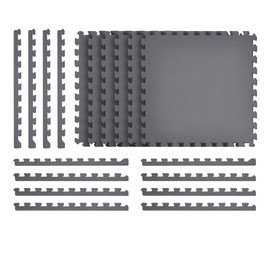 Norsk Duräflex Lite Puzzle Mats Interlocking EVA Foam Floor Tiles Solid Color, 18 Tiles - 72 Sq. Ft., 1/2" Thick, Gray