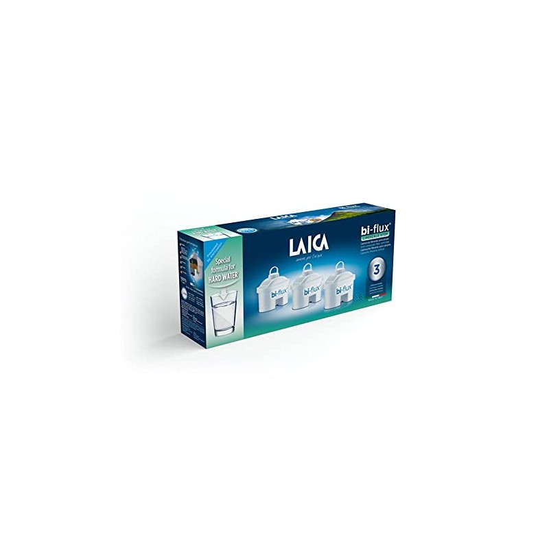 LAICA 76669 Pack of 3 BI-FLUX Water Filters with CAL,