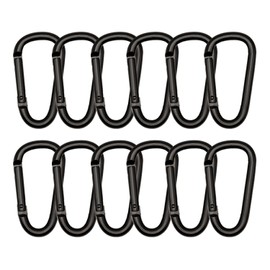 Black Carabiner Clip, Includes Mini 2 Inch Carbineers, Small 2.3" D Ring Clip, Large 3 Inch Carabiner Heavy Duty, Aluminum Caribiner Keychain Hook for Backpack Hiking Camping (Black-2.3 inch 12pcs)