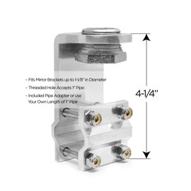 Pro Trucking Products BRK2 Aluminum Mirror Mount Bracket For 1" Pipe Mounted Warning Lights