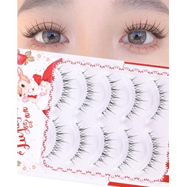 False Eyelashes, Natural, Transparent Axis, Handmade Popular, DIY at Home, Natural False Eyelashes, Thin Makeup, Lifestyle Makeup, Cosplay Makeup, False Eyelashes, 5 Pairs (Haruyama Nyosho)