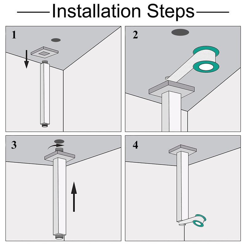 Enga Polished Chrome 12 Inch Square Ceiling Mount Shower Arm