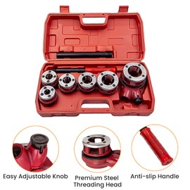 maXpeedingrods BSPT Ratchet Pipe Threader Kit, Manual Ratcheting Pipe Threading Tool Set w/ 6 Dies 1/4", 3/8", 1/2", 3/4", 1", 1-1/4" for Metal and PVC Pipes