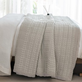 Sanracie Cotton Oversized King Bedspread(120"x120"),Khaki Waffle Quilt Set 3Pcs Soft Lightweight Extra Large King Quilt Bedding Set,Farmhouse Coverlet Quilt Set Shabby Vintage Chic Bedding Set
