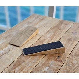 CT CASTOR TROY® Bamboo Wood Floor Door Stoppers Non-Slip Wooden Wedges Rubber Base Door Hinge Door Wedges for Doors Pack of 2