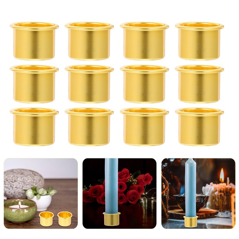 30Pcs Gold Aluminum Candle Holders Bulk Metal Cup Insert for