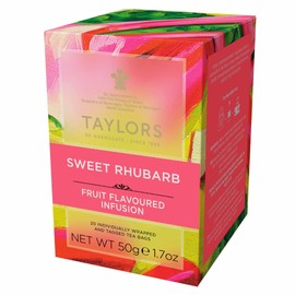 Taylors of Harrogate Sweet Rhubarb, Herbal Tea, Individually Wrapped Bags, 20 Count (Pack of 6), Vibrant, Refreshing and Sweet, Caffeine-Free, Enjoy Hot or Iced, 120 Teabags