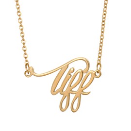 Aoloshow 18k Gold Plated Tiff Name Necklace Stainless Steel Nameplate Pendant Chain Necklace Couple Jewelry
