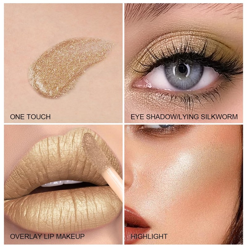 Liquid Eyeshadow, Glitter Metallic Eyeshadow for Brightening Eyes, Long-Lasting and