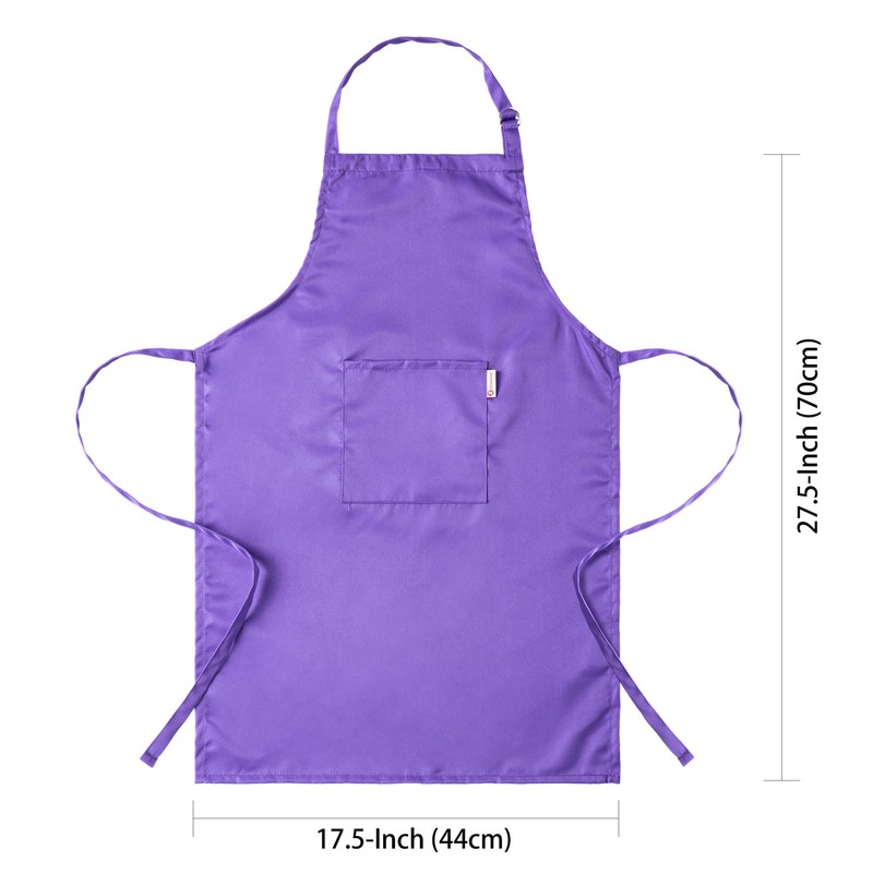 Zihuatailer Purple Kids Baking Apron Cooking Apron with Pockets for
