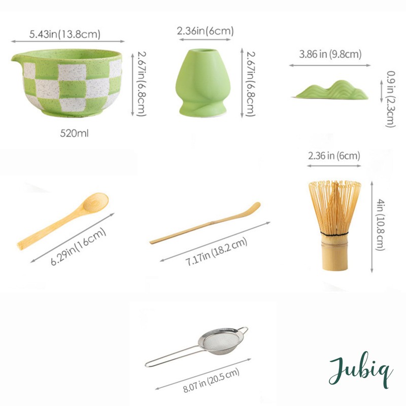Jubiq Matcha Whisk Set - 8Pcs Ceramic Matcha Kit for
