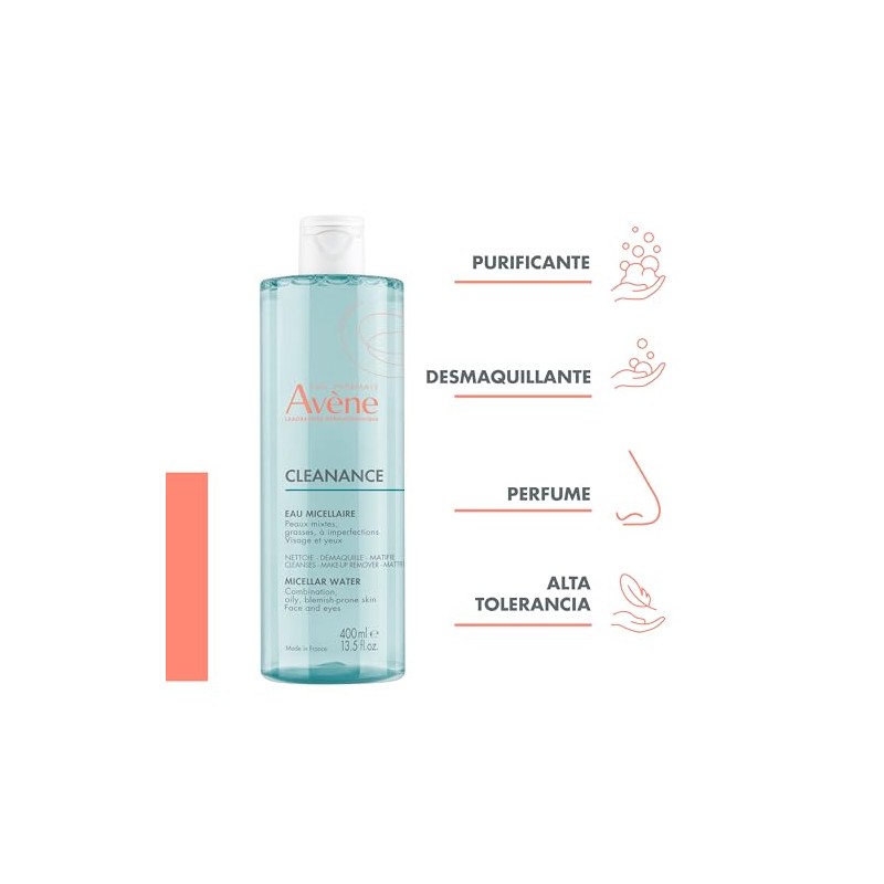 Avene Cleanance Agua Micelar Desmaquillante Piel Grasa Imperfecciones