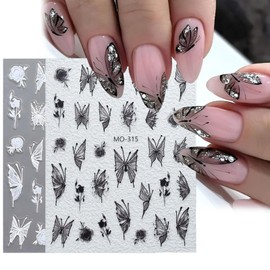 CALLYSONIC Nail Stickers, Pack of 2 Nail Stickers, Butterfly, Nail Stickers, Chinese Style, Butterfly Nail Stickers, Nail Stickers, Autumn Nail Stickers, Nail Design