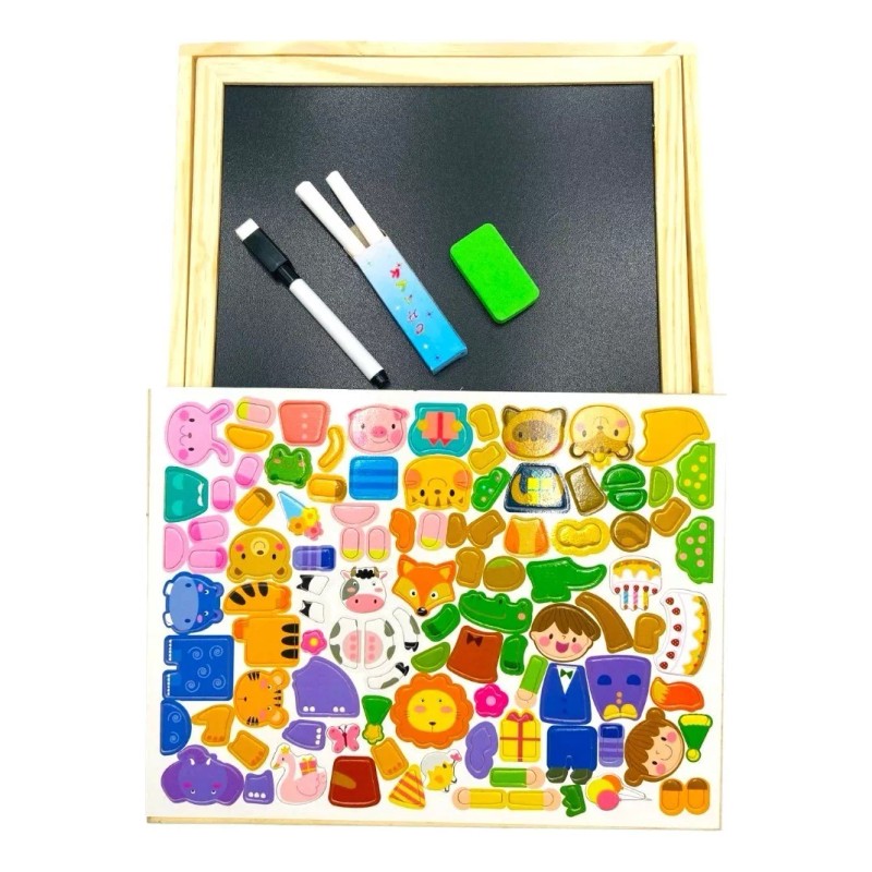 QISHINI Pizarron Educativo De Madera Magnetico Para Niños Caballete